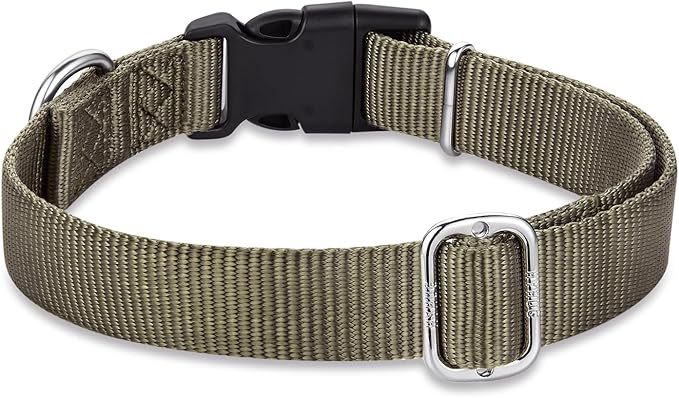 Hyhug Medium Dog Collar, Green:Heavy-Duty Quick-Release Nylon Buckle, Adjustable & Durable, Cute Dog Collar (Medium, Military Green)