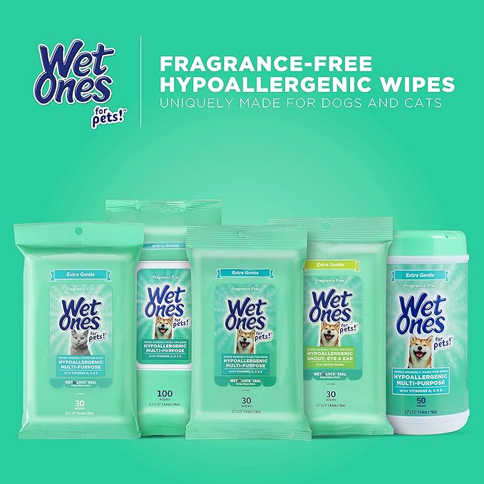 Wet Ones for Pets Multi-Purpose Dog Wipes With Vitamins A, C & E | Fragrance-Free Dog Wipes, Pet Wipes Multipurpose | Dog Grooming Wipes (Pack of 1,50 Count Total)