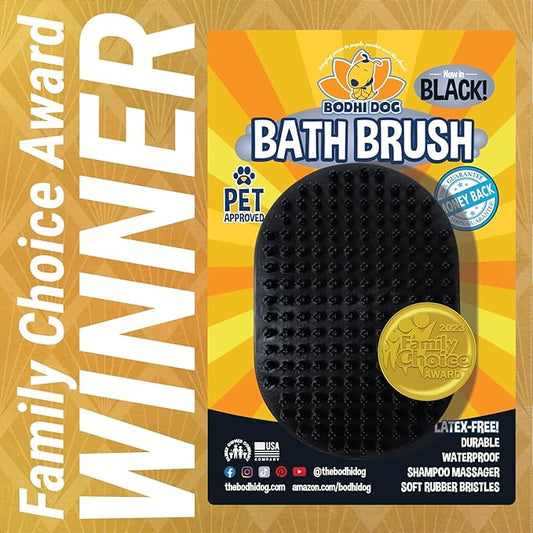 Bodhi Dog Shampoo Brush - Pet Grooming & Bath Supplies for Dogs and Cats - Bath Brush for Long & Short Hair - Premium Scrubber for Shower, Bathing & Massage (One Pack, Black)