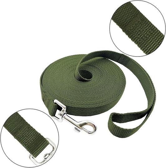 PETGOGO 15ft 20ft 30ft 40ft 50ft Long Dog/Puppy Lead Obedience Recall Training Dog Leashes for Small Medium Dogs Camping, Training, Play, or Backyard (Green, 1" x 50FT)
