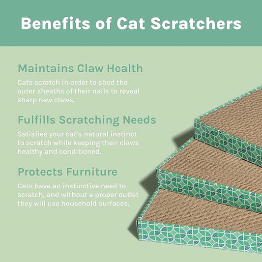 Kitty City Cat Scratcher– 2-Pack Durable Corrugated Cardboard Scratch Pads with Catnip – Double-Sided for Longer Use, Cat Claw Maintenance & Furniture Protection - Size: 10" x 18"