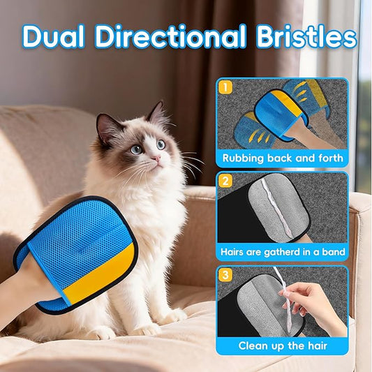 YOSEPATI Thickened Ectrostatic Pet Hair Removal Glove, Magic Brush Pet Hair Remover Tool for Cat & Dog, Upgraded Reusable Pet Hair Gloves for Couch, Clothing, Carpet & Car Seat, Cat Grooming Gloves
