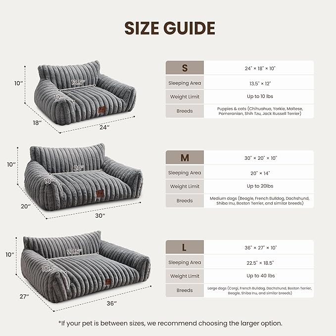 Warmrest Cat Couch for Pets, Cute Small Dog Couch Bed with Cozy Soft Faux Rabbit Fur for Small Dogs, Fuzzy Dog Couch for Indoor Cats, Supportive Pet Sofa with Removable Washable Cover, Light Gray, 30"