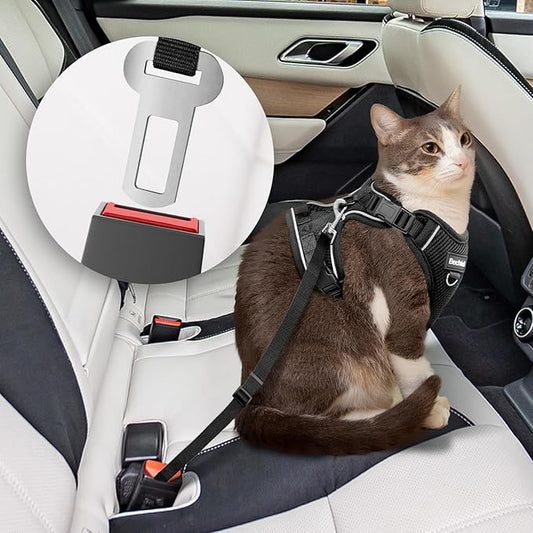 Cat Harness and Leash for Walking, The Upgrade Can be Adjusted in Four Directions and Breathable Cat Harness for Anti Escape That can be Fitted and Positioned, Reflective Strips Harness, Black, XS