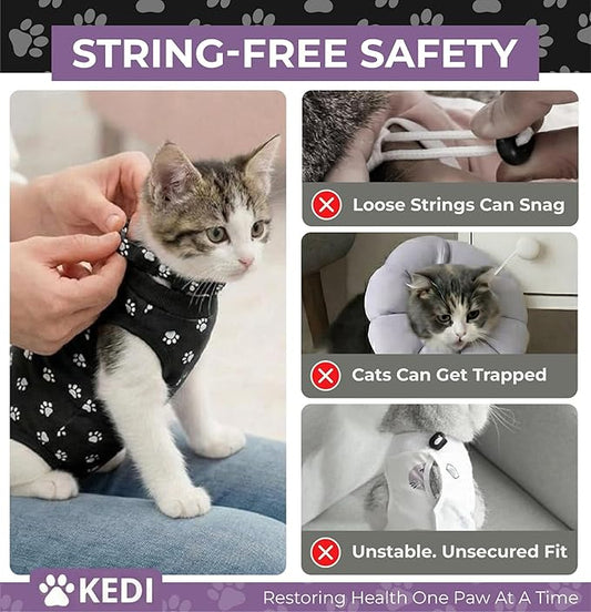 Kitten Recovery Suit Female, Kitten Onesie After Spay, Cat Surgery Suit Female After Surgery, Cone alternatives for Cats (Pink, Small)