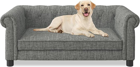KEIKI Dog Bed for Medium and Large Dogs, Elevated Pet Sofa Bed, Durable Elevated Couch Bed with Legs, 39" Pet Bed for Dogs, Gray