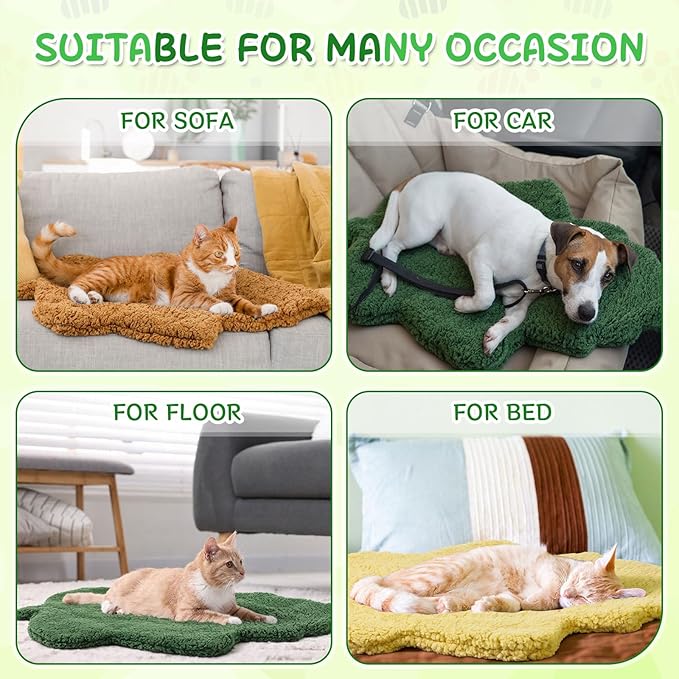 BrightRow 3 Pack Self Warming Pet Bed Leaf Shape Self Heating Cat Dog Mat Washable Thermal Sleeping Pad for Indoor Outdoor Hedgehog, Bunny, Sugar Glider, Rat, Chinchilla(Mixed Colors,Large-19 x29)