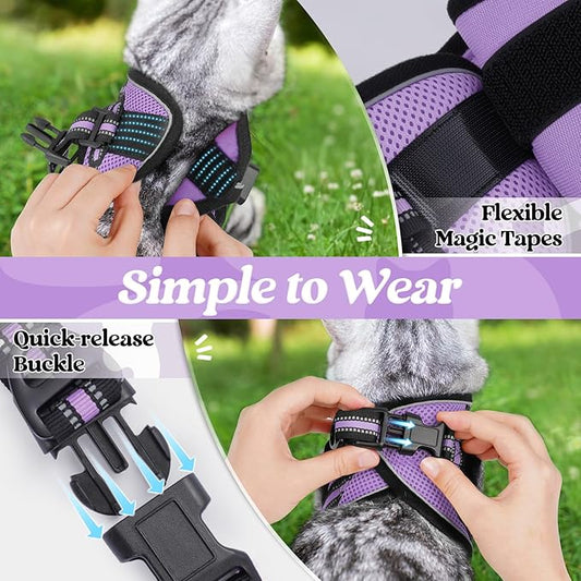 rabbitgoo Cat Harness and Leash Set for Walking Escape Proof, Adjustable Soft Kittens Vest with Reflective Strip for Cats, Comfortable Outdoor Vest, Light Purple, M