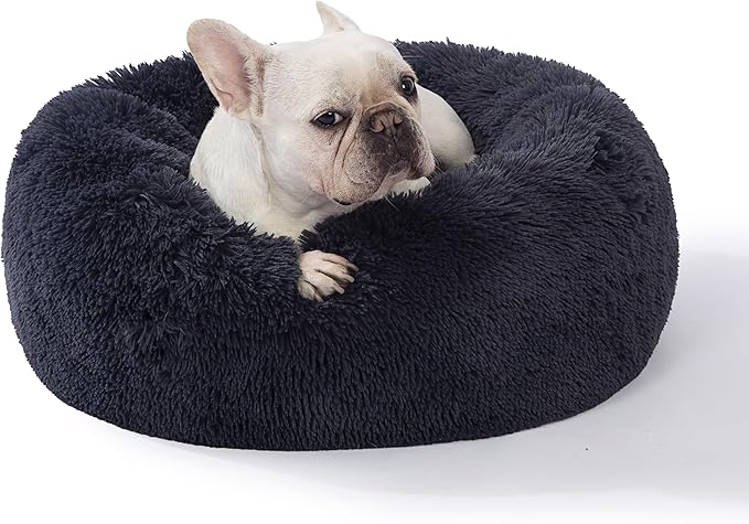 SAVFOX Calming Dog Bed, Anti Anxiety Dog Bed, Plush Donut Dog Bed for Small Dogs, Medium, Large & X-Large, Soft Fuzzy Comfy Dog Bed in Faux Fur, Cuddler Pet Bed, Washable, Multiple Sizes S-XL