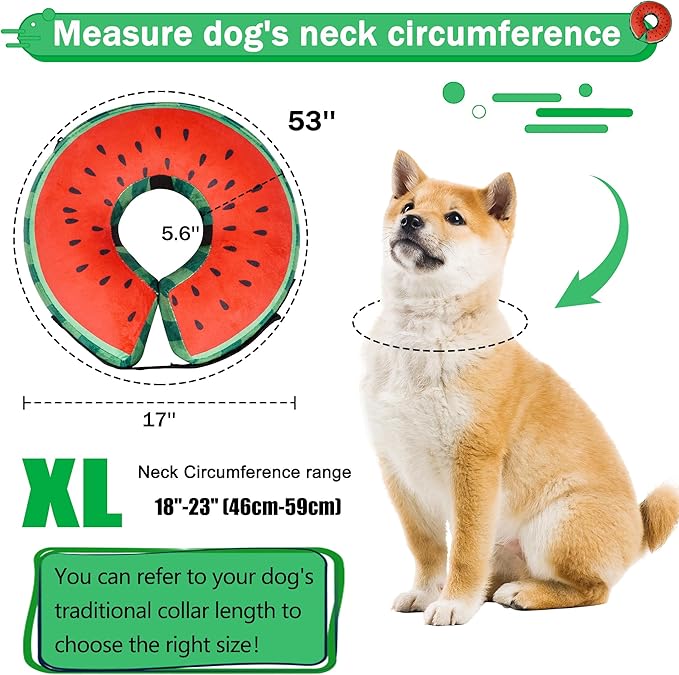 Recovery Donut Collar for Dogs & Cat,Inflatable Dog Collar Alternative After Surgery,Soft Cone for Large Medium Small Pet(Watermelon,X-Large)