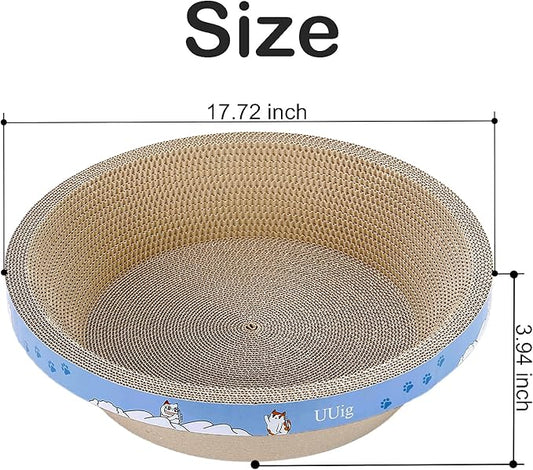 UUig Cat Scratcher, 17.7x17.7 inches Cardboard Cat Scratchers for Indoor Cats, Large Cat Scratching Board, Round Bowl Cat Scratch Pad Bed with Catnip
