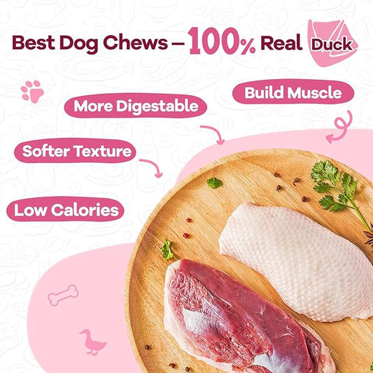 PAWUP Duck Dog Treats, Calcium Bones Chews, Rawhide Free, Natural Snacks for Samll Dog w/Taurine,12.5 oz