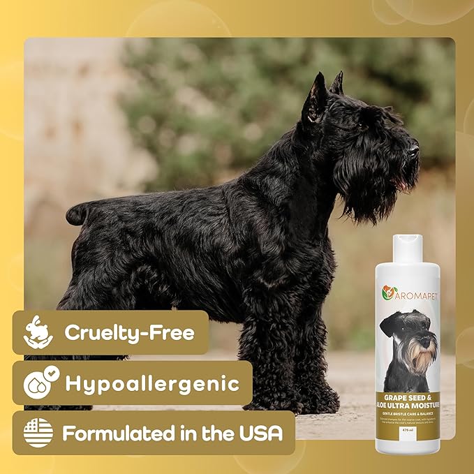 Grape Seed & Aloe Ultra Moisture for Coarse Coats Dog Shampoo - Deodorizing. Great for Schnauzer & Sensitive Skin - Hypoallergenic Dog Shampoo Gentle Bristle Care.