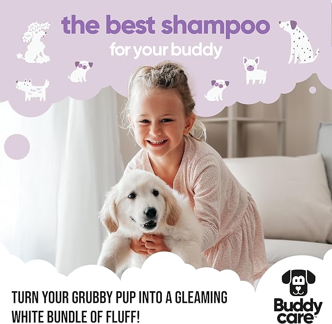 White Dog Shampoo by Buddycare | Brightening and Whitening Shampoo for Dogs | Deep Cleansing, Fresh Scented | with Aloe Vera and Pro Vitamin B5 (50.72oz)