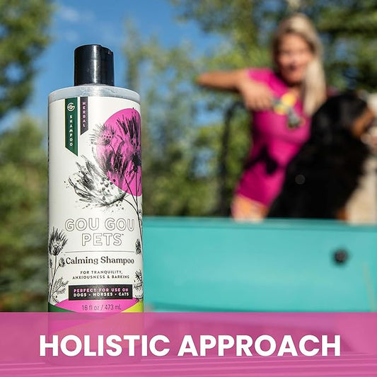 Gou Gou Pets Holistic Natural Derived Calming Pet Shampoo for Anxiety: Veterinarian Recommended: Providing Stress Relief for Dogs, Cats and Horses - Made in USA - 16 oz