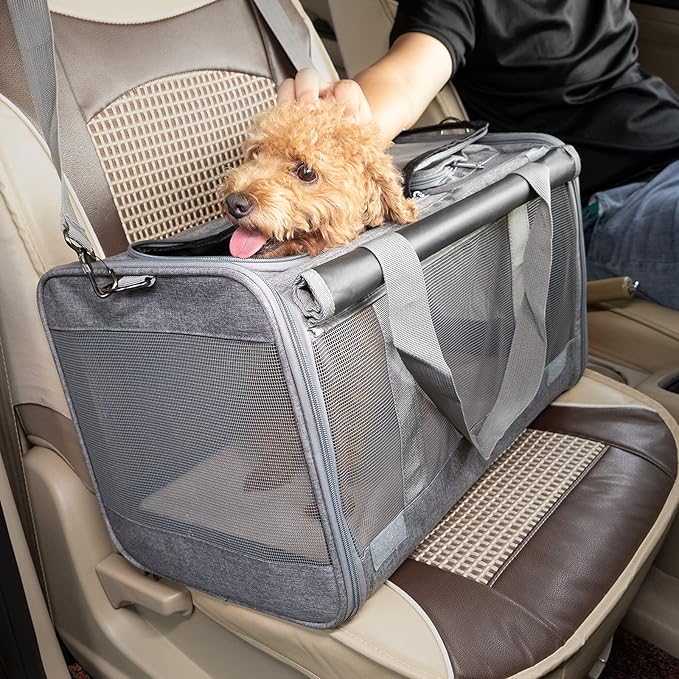 GAPZER Pet Carrier for Large Cats, Soft-Sided Cat Carrier for Medium Big Cats and Puppy up to 20lbs, Washable Dog Carrier Privacy Protection for Home Outdoor Travel