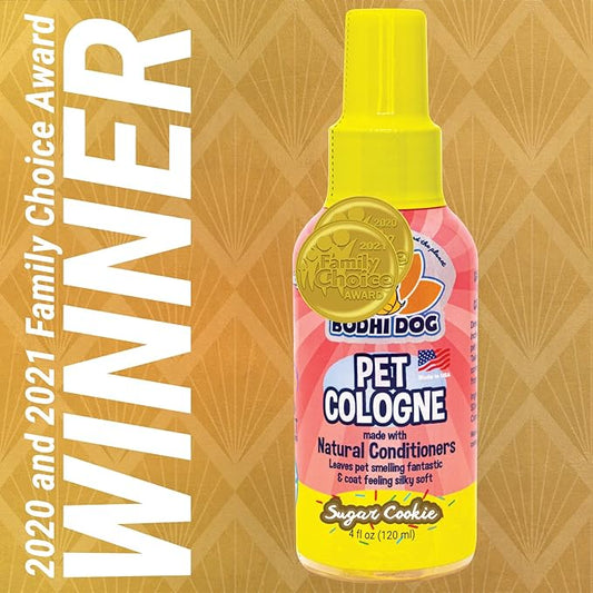 Bodhi Dog Premium Dog Cologne - Deodorizing Dog Perfume & Conditioner for Dogs & Cats - Natural Long Lasting Spray - Keeps Pets Fresh All Day - Gentle, Safe Formula, Made in USA (Sugar Cookie 4 Fl Oz)