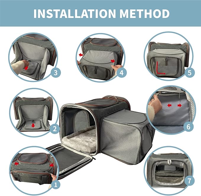 Mr. Peanut's Expandable Airline Approved Soft Sided Pet Carrier, Luxury Travel Tote with Premium Auto Self Locking Zippers, 18LX10.5WX11 H (Twilight Grey)