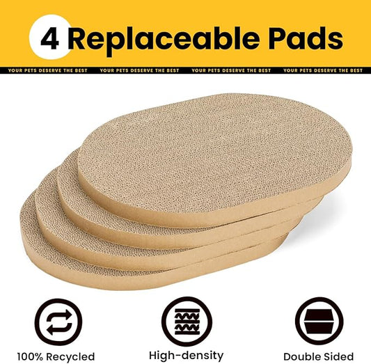 Conlun Cat Scratcher Box with 4 Cat Scratching Board Reversible Cat Scratch Pad, Heavy Duty Corrugated Cardboard Cat Bed Lounger Cat Scratchers for Indoor Cats, Protects Furniture,Kittens Gifts-Large
