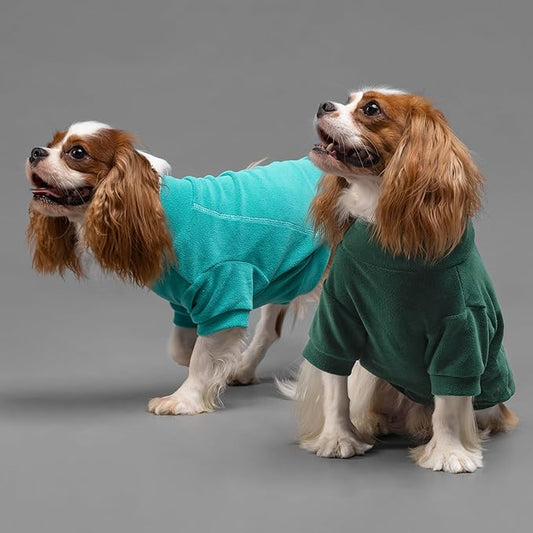Fitwarm 3 Pack Fleece Dog Sweater, Turtleneck Dog Sweatshirt, Dog Winter Clothes for Small Dogs Boy Girl, Pet Pullover Jumper, French Bulldog Apparel, Dark Green, Teal Green, Olive Green, XL