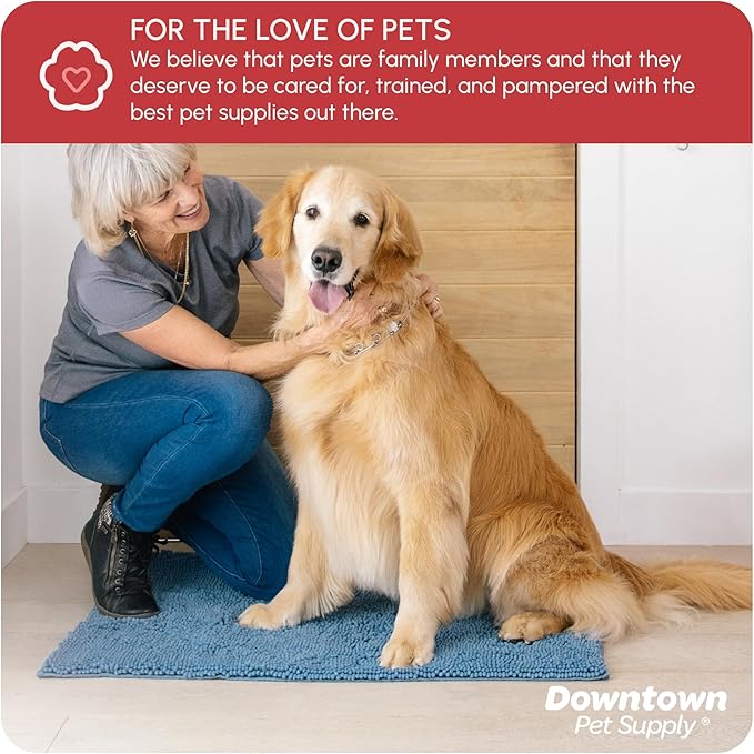 My Doggy Place Dog Mud Mat, 36" x 26" Faded Denim – Thick Microfiber Entry Rug for Snow, Mud & Salt – Absorbent, Quick-Dry, Washer-Safe & Non-Slip, Large
