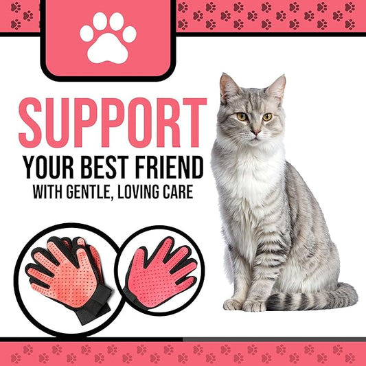 Pet Grooming Gloves – 1 Pair – Deshedding & Bath Massage Mitts for Dogs & Cats – Choose from 5 Colors – Adjustable, Reusable & Easy to Clean (Pink)