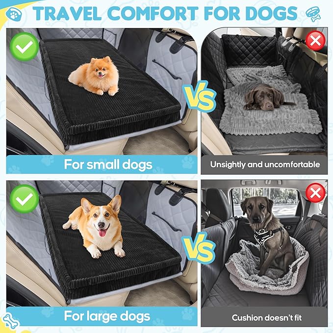 Dog Car Bed, Non-Slip Backseat Extender Pet Mat, Removable Washable Dog Bed for SUVs, Sedans & Trucks, Anti-Slip Travel Bed for Dogs, Easy Clean & Scratch-Proof & Comfort (50"x24.6")