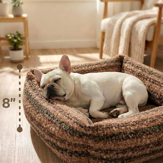 WESTERN HOME WH Dog Bed Medium Size Dogs - Washable Medium Dog Bed, High Back Support Pet Sofa with Sides, Soft Pet Beds with Anti Slip Bottom, 30inch, Brown