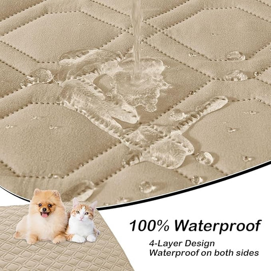 hyha Waterproof Dog Bed Blanket, Soft Pet Blankets, Waterproof Couch Cover for Dogs, Reversible Sofa Covers Washable for Furniture (52x82 Inch, Taupe/Beige)