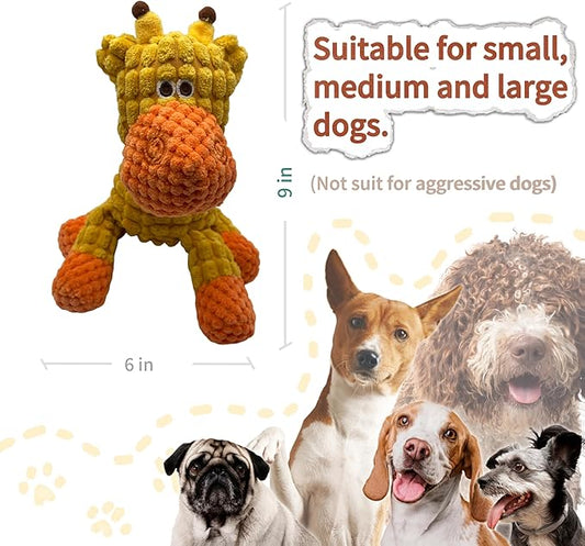 Plush Wrinkled Squeaky Dog Toy,2-Pack The Best Durable Teething Puppy Rope Chew Toy Keeps Them Busy Playing Hide-and-Seek Suitable for Puppy, Medium Dogs and Large Dogs (Yellow & Brown)