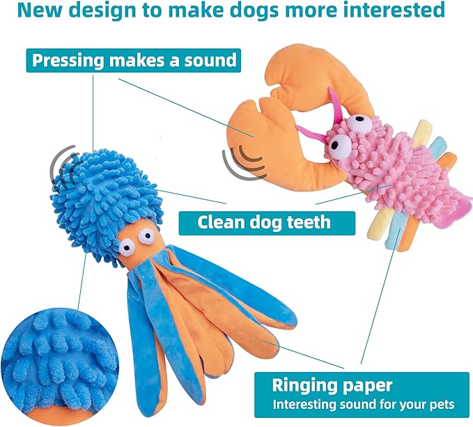 5 Pack Dog Squeaky Toys Bulk Set,Puppy Teething Chew Pet Dog Toy for Small Medium Dogs,Soft Plush Stuffed Crinkle Sound Interactive Fun for Puppy