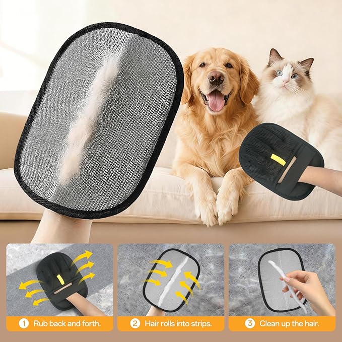 Reusable Pet Hair Removal Glove for Dogs & Cats, Electrostatic Pet Hair Gloves, Pet Hair Remover Tool for Furniture, Carpets, Sofas and Beds(2pcs)