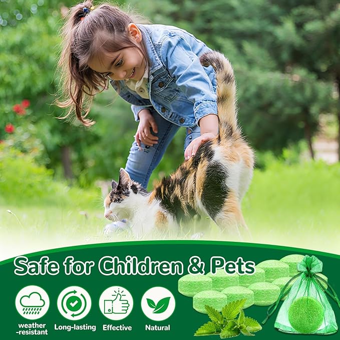 Cat Deterrent Outdoor, 10 Pack Natural Peppermint Essential Oil Cat & Dog Deterrent Balls Outdoor Indoor, Keep Cats Out of Yard Garden Plants Lawn Furniture Trash Anti Cat Scratch Chew, Keep Cats Away