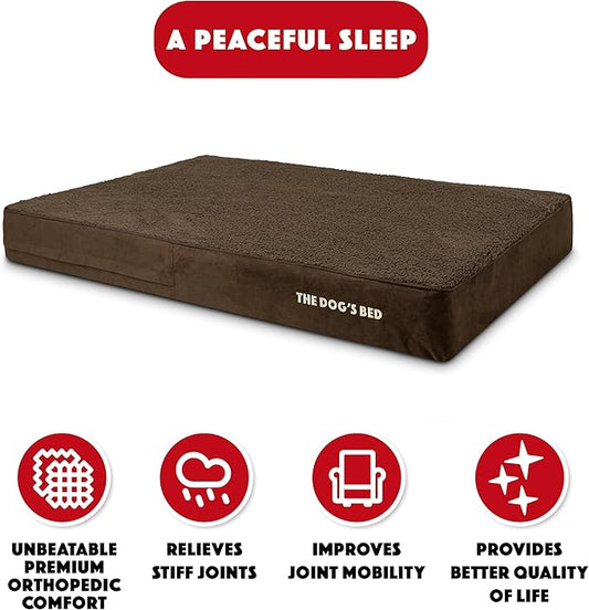 The Dog’s Bed Orthopedic Memory Foam Dog Bed, XXL Brown Plush, Pain Relief for Arthritis, Hip & Elbow Dysplasia, Post Surgery, Lameness, Supportive, Waterproof Washable Cover, Veterinary Approved