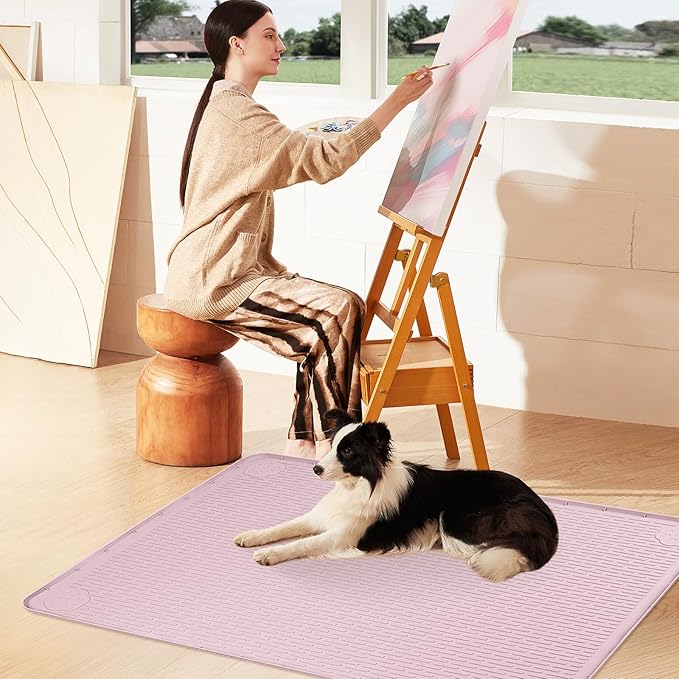 Pee Pads for Dogs, 40" x 28" Extra Large Reusable Silicone Mat, Washable Puppy Training Pads for Potty Training, Non-Slip, Leak-Proof, Indoor Floor Protection (Pink)