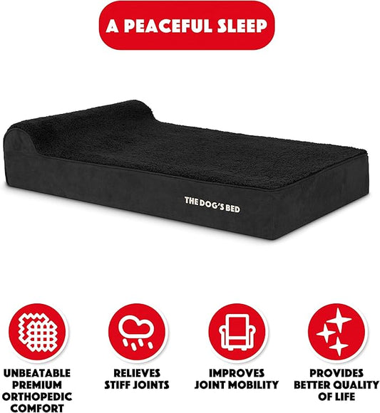 The Dog’s Bed Orthopedic Headrest Dog Bed XL Black Plush, Memory Foam, Pain Relief for Arthritis, Hip & Elbow Dysplasia, Post Surgery, Lameness, Waterproof Washable Cover, Veterinary Approved