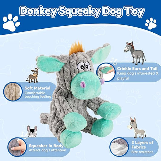 Dog Toys, Interactive Dog Squeaky Toys, Tough Crinkle Stuffed Animal Chew Toy for Small, Medium, Large Breeds, Plush Toy to Keep Them Busy, Pet Toys for Dogs