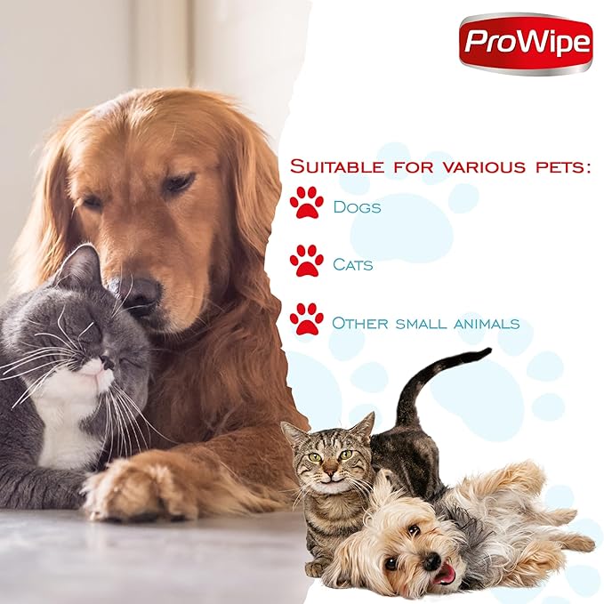 Prowipe Pet Wipes, Dog Wipes, Cat Wipes, Grooming & Cleaning Wipes for Paws and Butt with Aloe Extract & Vitamins, Perfect as Eye, Ear Wipes, Suitable for Puppy, Kitten, Dogs and Cats, 4Pack x 40-160