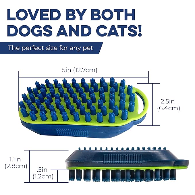 Bonza Silicone Dog Brush - Dog Brush for Shedding & Massage, Cat Bath Scrubber for Easy Shampoo, Pet Grooming Tool with Removable Hair Screen, Navy Blue, Silicone
