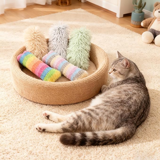 MehelloFeather Cat Toys Pillows 6Pcs Catnip Kicker Toys for Cats Promotes Kitty Exercise