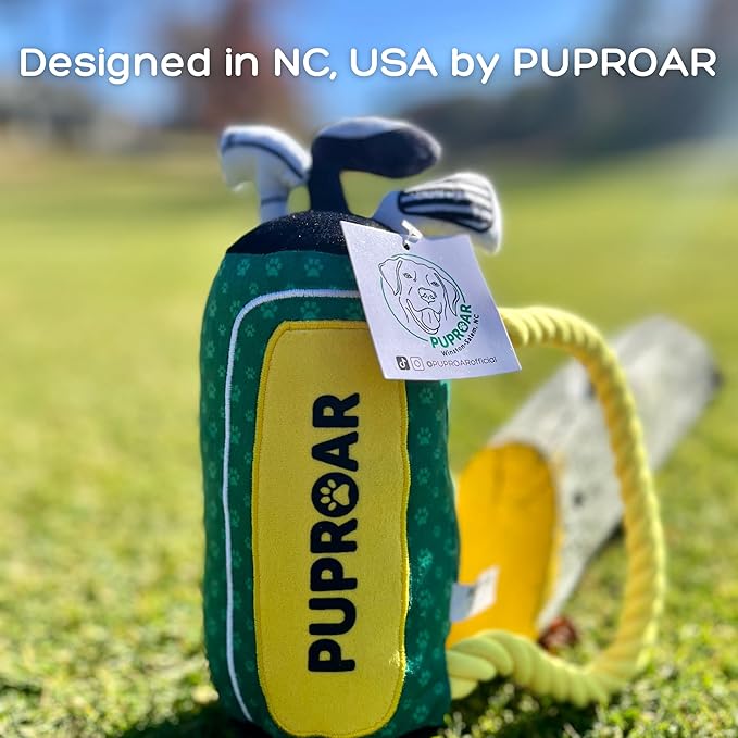 PUPROAR Golf Dog Toy – Funny Dog Valentines Day & Birthday Gift with Squeaker Rope & Crinkle, Fun & Interactive Puppy Birthday Toy