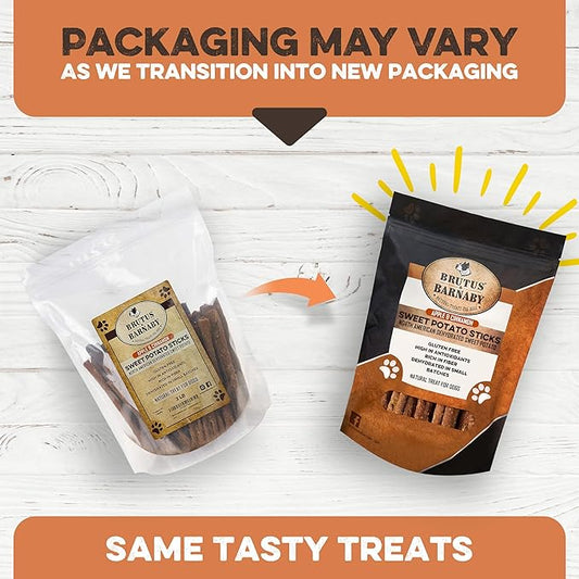 BRUTUS & BARNABY USA Sweet Potato Dog Treats - Crunchy Grain Free Cinnamon Apple Sticks, Promotes Positive Gut Health with Natural Anti-Diarrhea Properties (Cinnamon & Apple, 2 lb)