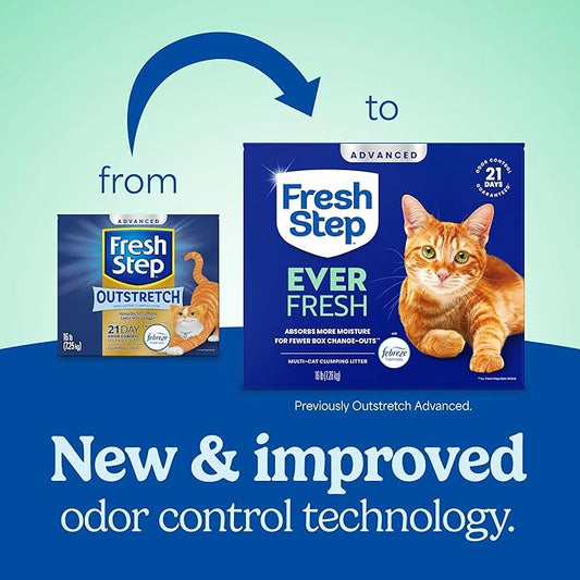 Fresh Step Ever Fresh Advanced Multi Cat Clumping Litter with Febreze Freshness, 16 lb Each, Pack of 2 (Package May Vary)