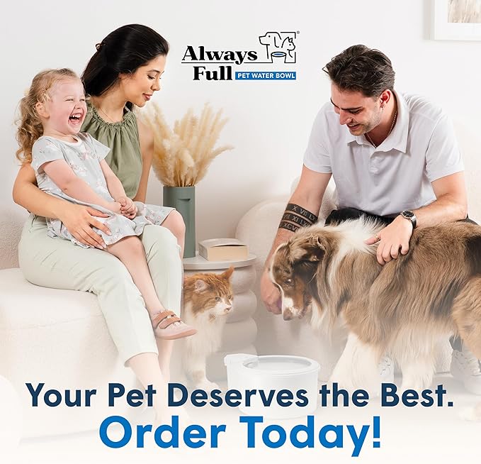 Always Full® 7” Cat Water Bowl and Bottle Pump Bundle, Self Refilling with Clean Filtered Water, App Enabled Smart Hydration Monitoring, Upgradeable System for Cats and Small Dogs