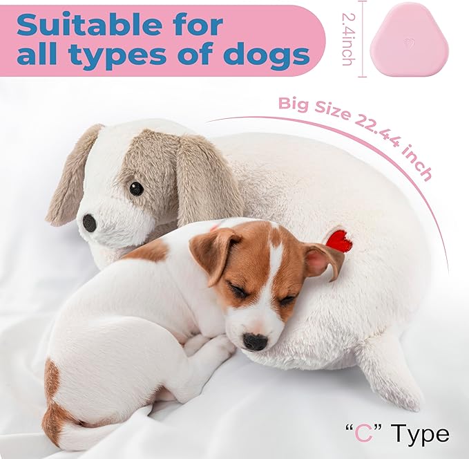 Moropaky Heartbeat Puppy Toy for Dogs, Heartbeat Stuffed Animal for Anxiety Relief Calming Aid, Heartbeat Stuffed Toy for Behavioral Aid Crate Kennel Training, Puppy Essentials White