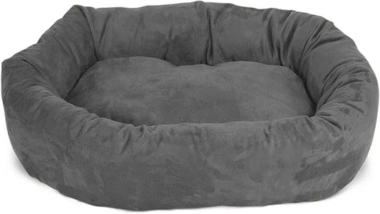 Majestic Pet 40 Inch Large Washable Dog Bed, Orthopedic Donut Cuddle Furniture for Big Dogs, Soft and Cozy Faux Suede Calming Pet Crate Pad & Mat, Fluffy Pet Bed - Gray