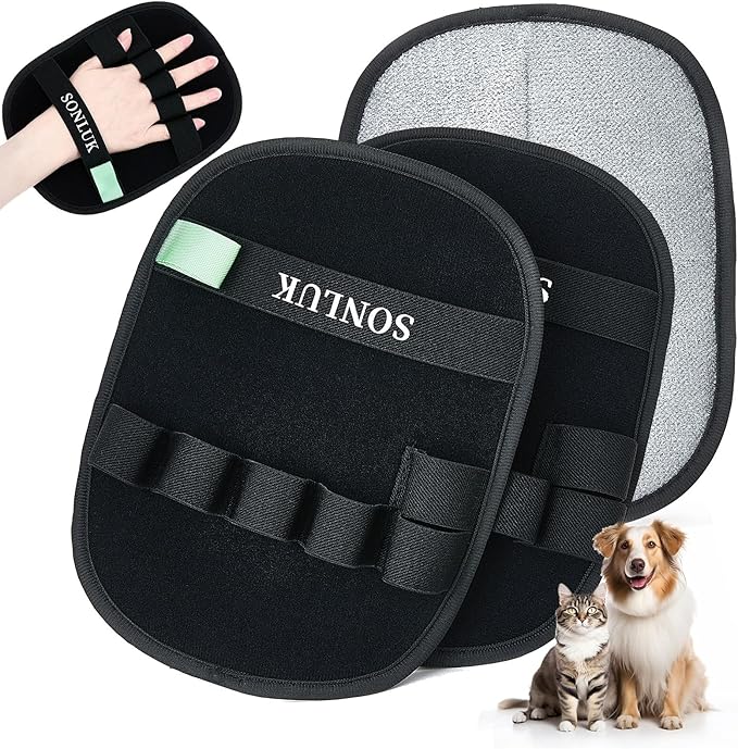 sonluk 2PCS Pet Hair Removal Glove for Dogs&Cats,Upgraded 5-Finger Electrostatic Pet Hair Remover,Reusable Magic Brush Hair Remover Glove for Laundry,Carpets,Sofa Gaps and Car Seats