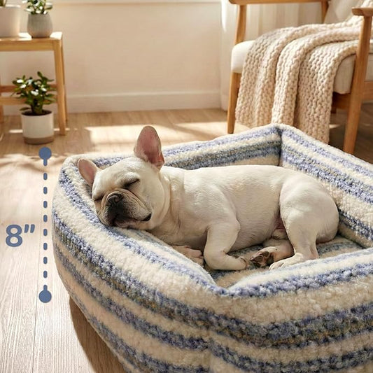 WESTERN HOME WH Dog Bed Medium Size Dogs - Washable Medium Dog Bed, High Back Support Pet Sofa with Sides, Soft Pet Beds with Anti Slip Bottom, 30inch, Blue