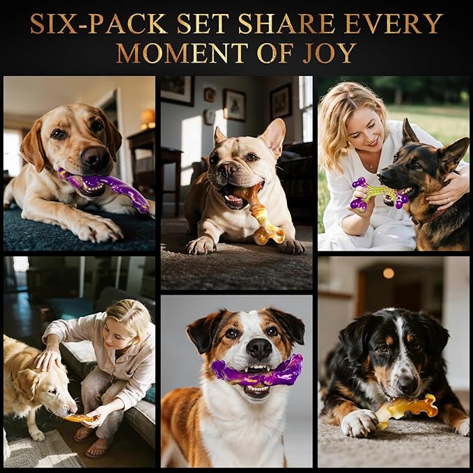 Frienhund 6 Pack Indestructible Dog Toys for Aggressive Chewers, Durable Nylon Bone for Large Dogs, Dog Toy for Aggressive Chewer Large Breed, A Mixed Special Edition Set