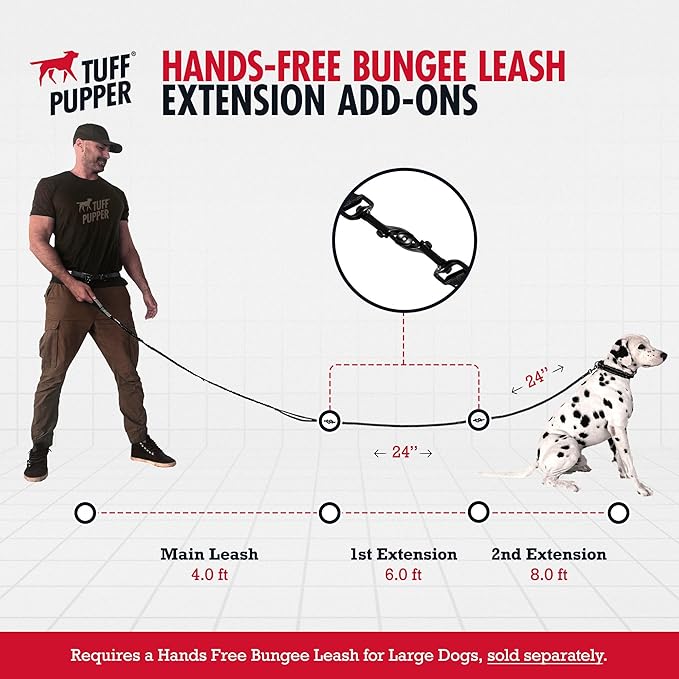 Add-On Accessory Bungee Leash | Add One Large Dog Up to 125 lbs | Requires Purchase of Two Large Dog Hands Free Bungee Leashes Sold Separately | Buy One for Three Dogs | Buy Two for Four Dogs